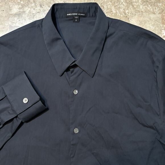 James Perse Shirt Mens Medium 2 Blue Matte Stretch Poplin Dress Long Sleeve - Picture 1 of 11